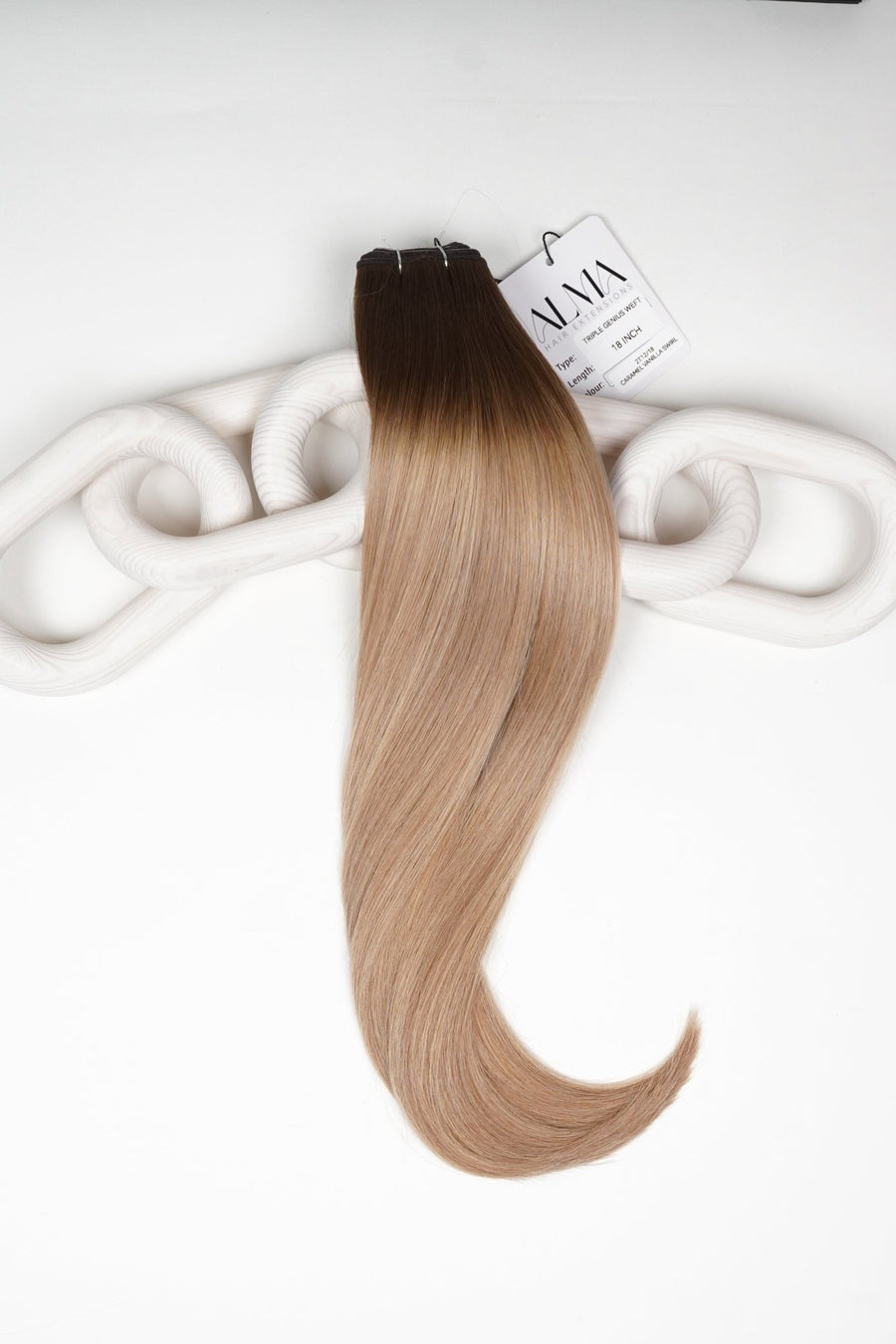 2T12/18 Caramel Vanilla Swirl - Alma Triple Genius Volume Weft | WEFT | Alma Hair Extensions professional hair extensions by Alma Hair Extensions